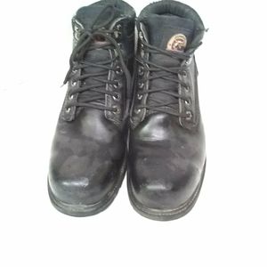 🦶Brahma Mens Steel Toe Work Boots Slip Resistant Sz 9.5W Black